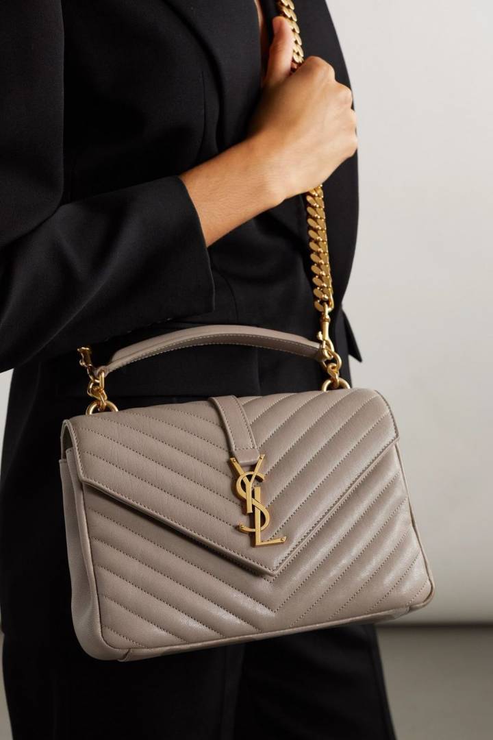 Ysl Collage Black-Silver Medium Shoulder Bag With Original Box & Dust Cover