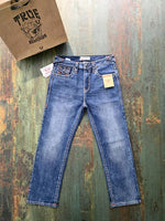 True Religio n Blue Shade Premium Imported Stretchable Lycra Fabric Straight fit Denim with Back Flap pocket Design 3403