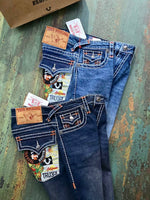 True Religio n Blue Shade Premium Imported Stretchable Lycra Fabric Straight fit Denim with Back Flap pocket Design 3403