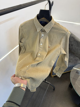 Ralph lauren beige imported denim shirt with embroidery logo on chest