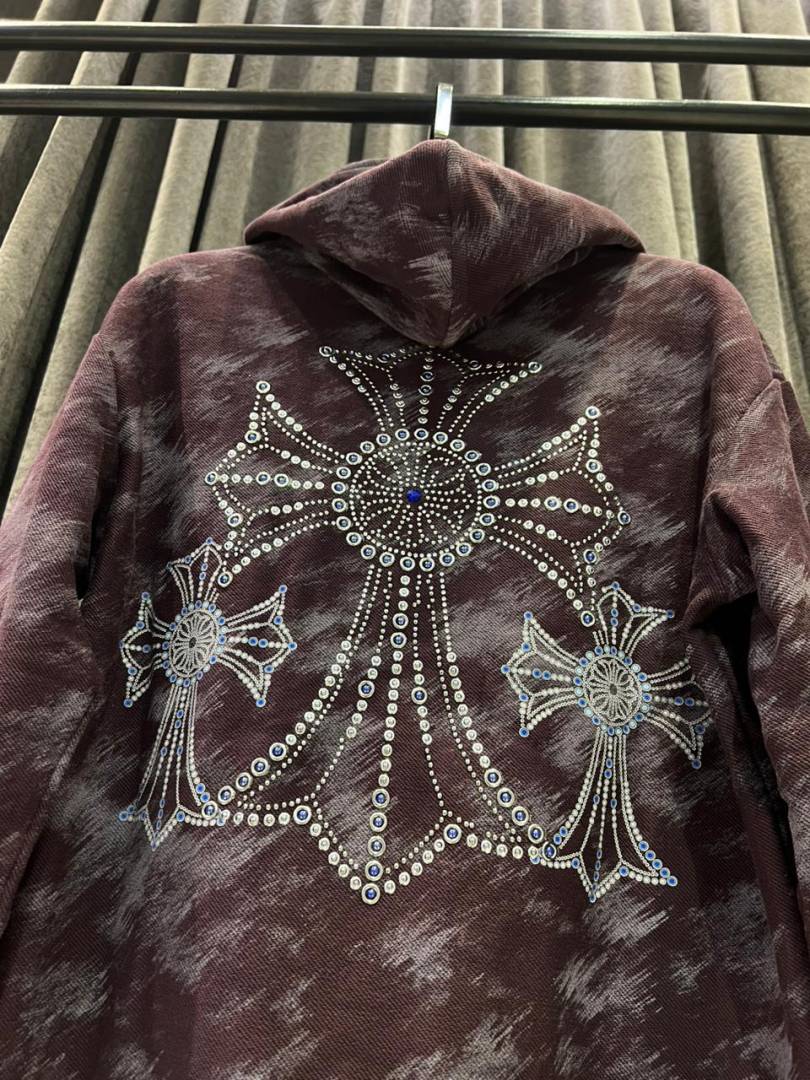 CHROME HEARTS IMPORTED HOODIE STORE ARTICLE PURPLE AND GREY