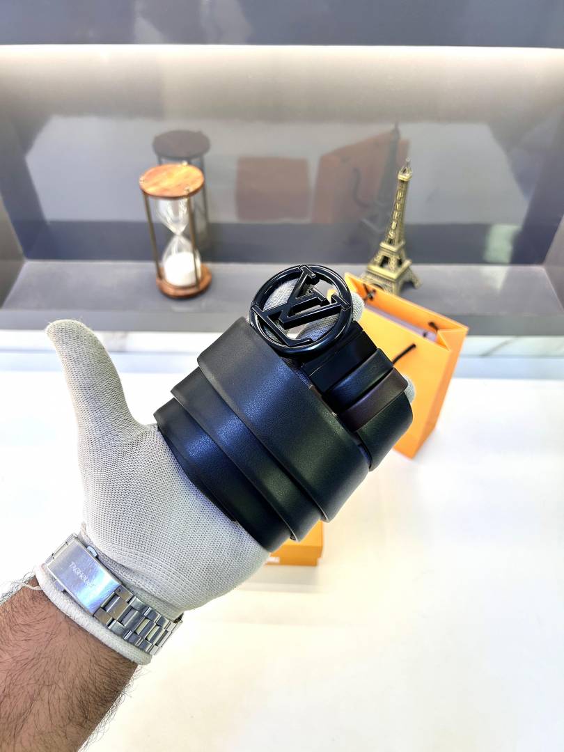 Lv_ Black Reversible Belt Fa 677