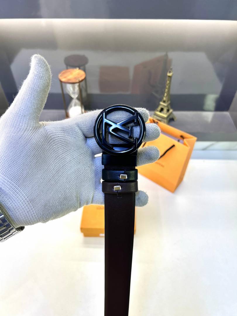 Lv_ Black Reversible Belt Fa 677