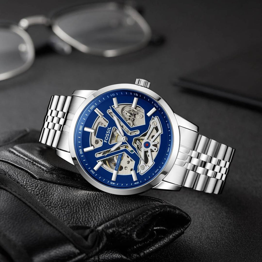 Fossil Tourbilln Automatic Silver-Blue