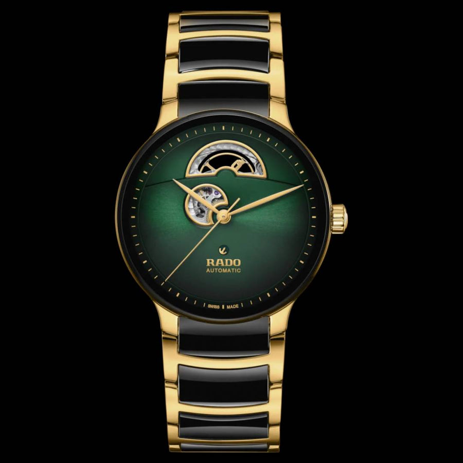 Rado Centrix Automatic Open Heart 2 ton gold green