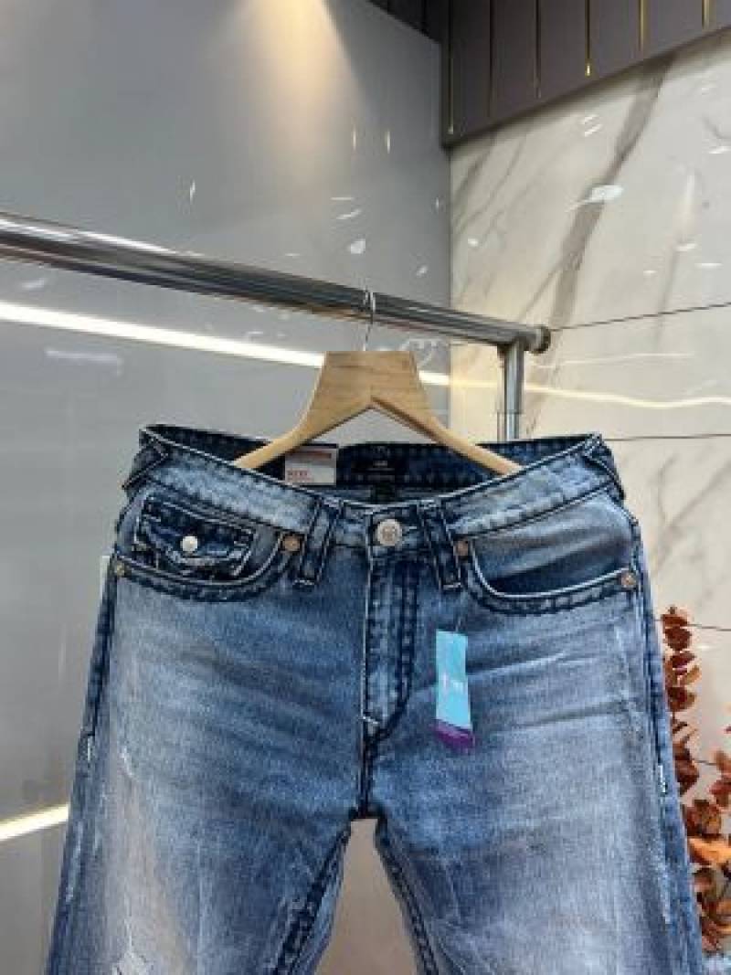 True Religion Straight fit Premium Imported Stretchable Lycra Fabric Denim with Back Pocket Embroidered Design 3948