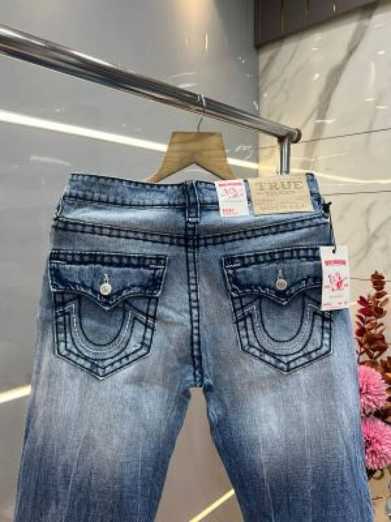 True Religion Straight fit Premium Imported Stretchable Lycra Fabric Denim with Back Pocket Embroidered Design 3948