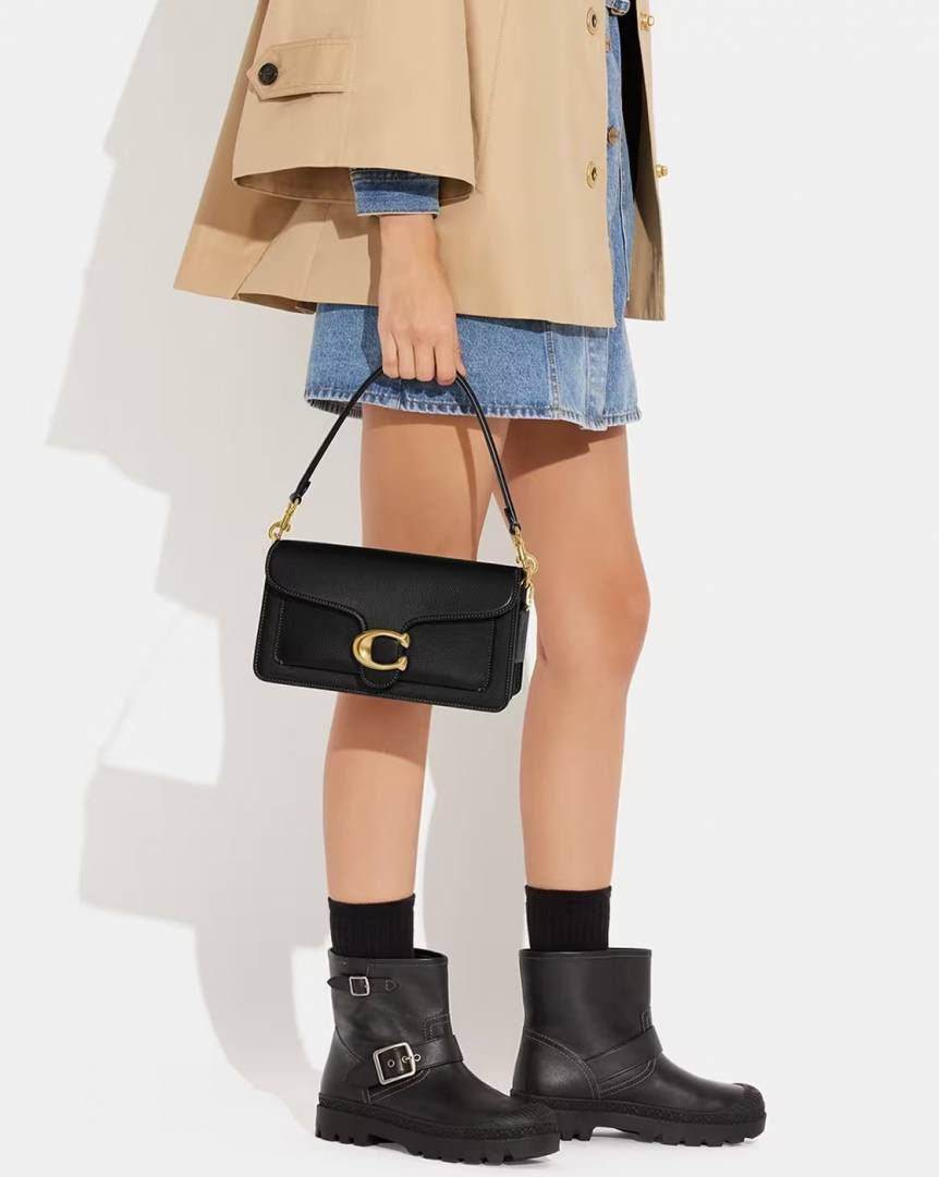 Coach Tabby 26 Exclusive Quality Shoulder Bag With OG Box & Dust Bag & 2 Belts (Black - 1203)