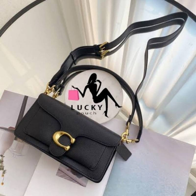 Coach Tabby 26 Exclusive Quality Shoulder Bag With OG Box & Dust Bag & 2 Belts (Black - 1203)