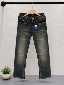 True Religion Green Shade Straight Fit Premium Imported Fabric Denim with Back Flap pockets and Embroidered work 4536