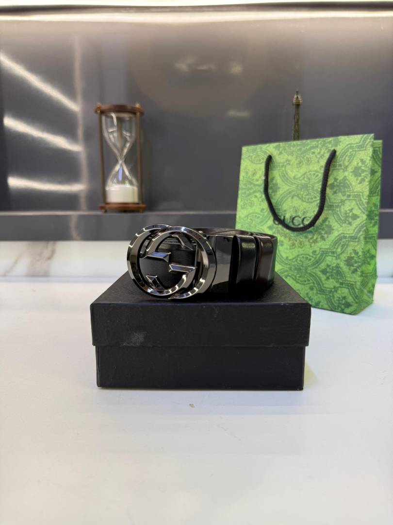Gucci_Grey Glossy Reversible Belt Fa 1302