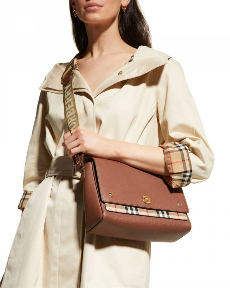 Burbberry Note Premium Signature Shoulder Bag With OG Box & Dust Bag (Brown - 1185)