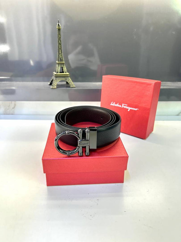 Ferragamo Glossy Black Belt Fa 157