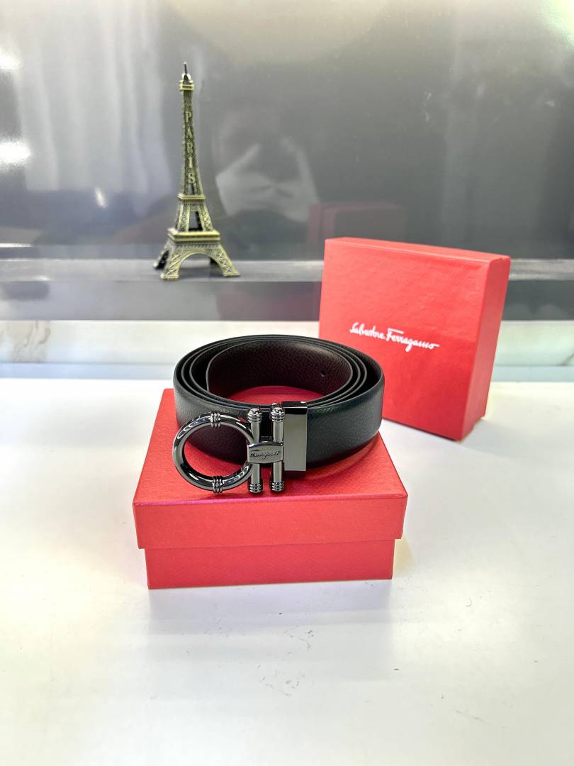 Ferragamo Glossy Black Belt Fa 157