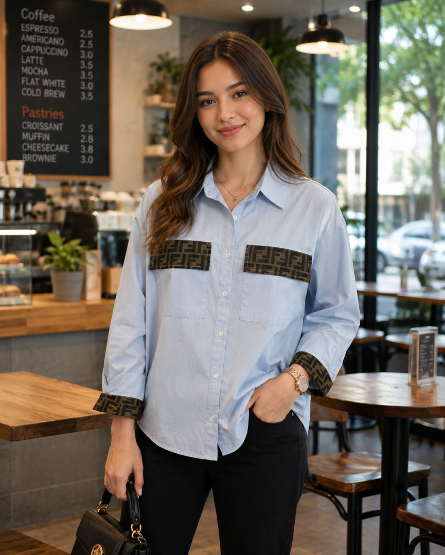 Fen Pocket Logo Shirt Sky S120-SK