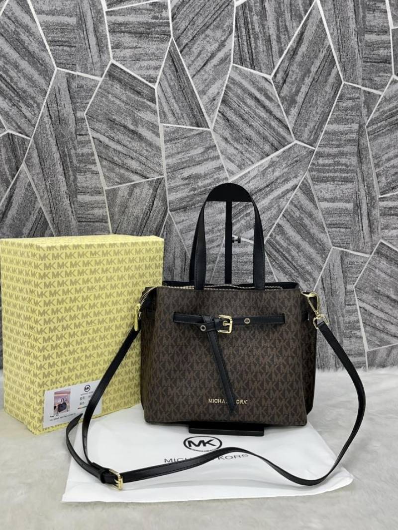 Michael Kors_Emilia_Coffee_Black_Handbag_Medium_With_OriginalBox_Premium