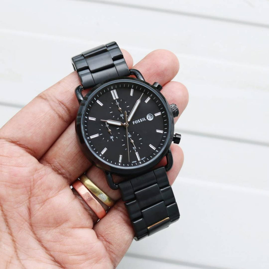 Fossil commuter Good Quality Black Silver