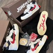 E air jordan 1 x travis scott jumpman jack university red semi ua extra laces n bag