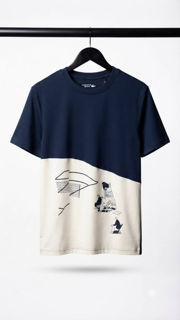 Lacoste Sport Graphic T Shirt Navy. 1236 Sale- offer VS1000