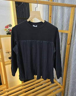 Women Frill Long Sleeves Top Black SB191-BK