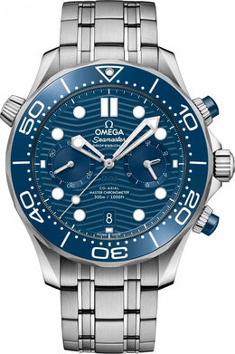 Omega Seamaster Diver 300M Co-Axial Master Chronometer Chronograph silver blue