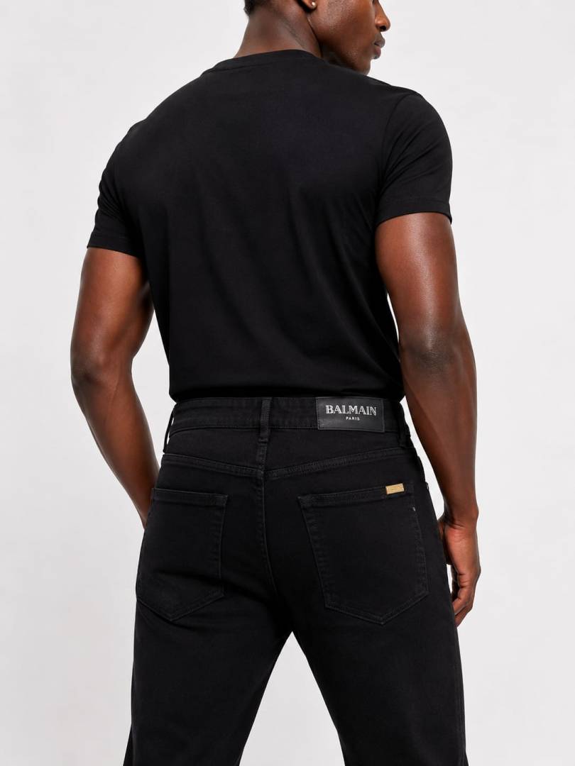 Balmain Black Boot Cut Premium Imported Stretchable Lycra Fabric Denim wit metal Logo Design 3945