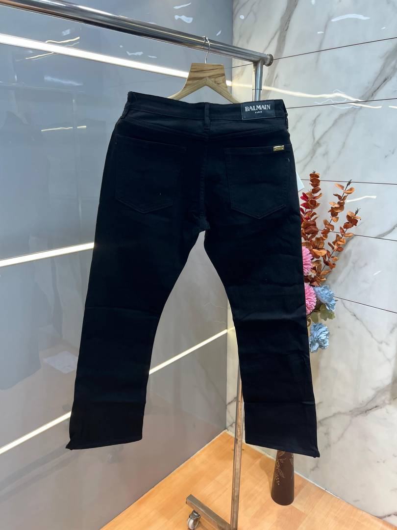 Balmain Black Boot Cut Premium Imported Stretchable Lycra Fabric Denim wit metal Logo Design 3945