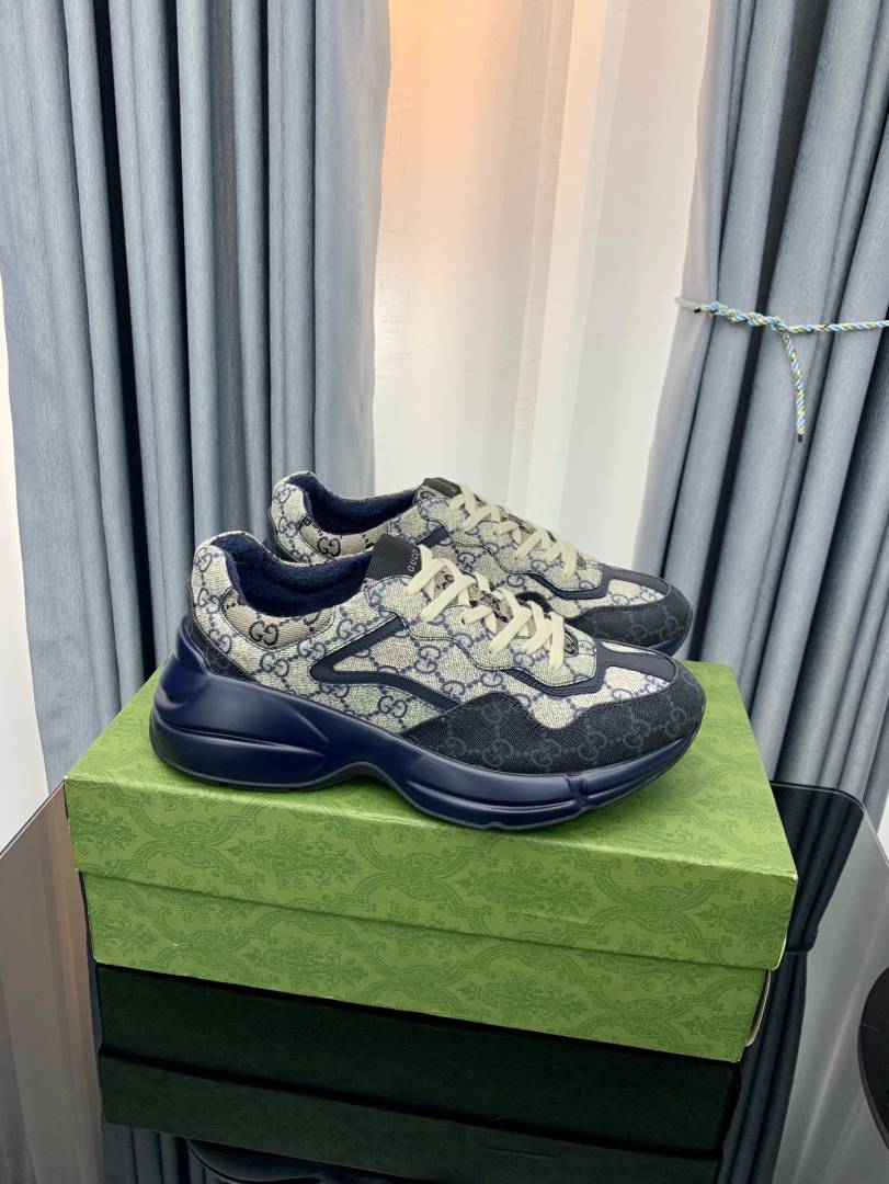 GUCCC.I RHYTHON GG GREY NAVY MONOGRAM