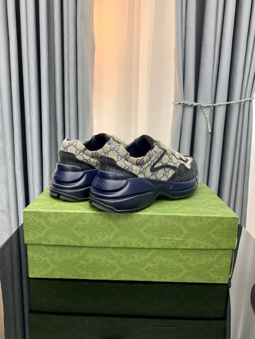 GUCCC.I RHYTHON GG GREY NAVY MONOGRAM