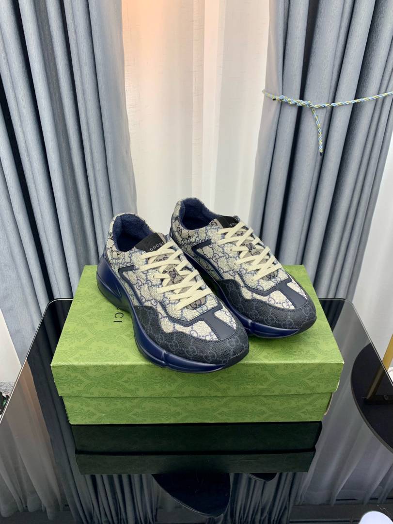 GUCCC.I RHYTHON GG GREY NAVY MONOGRAM