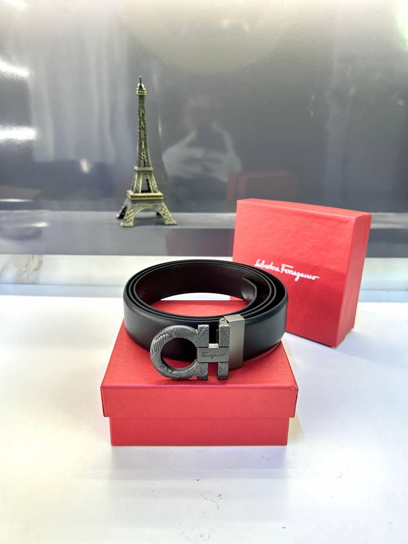 Ferragamo Belt Silver Black Fa 158