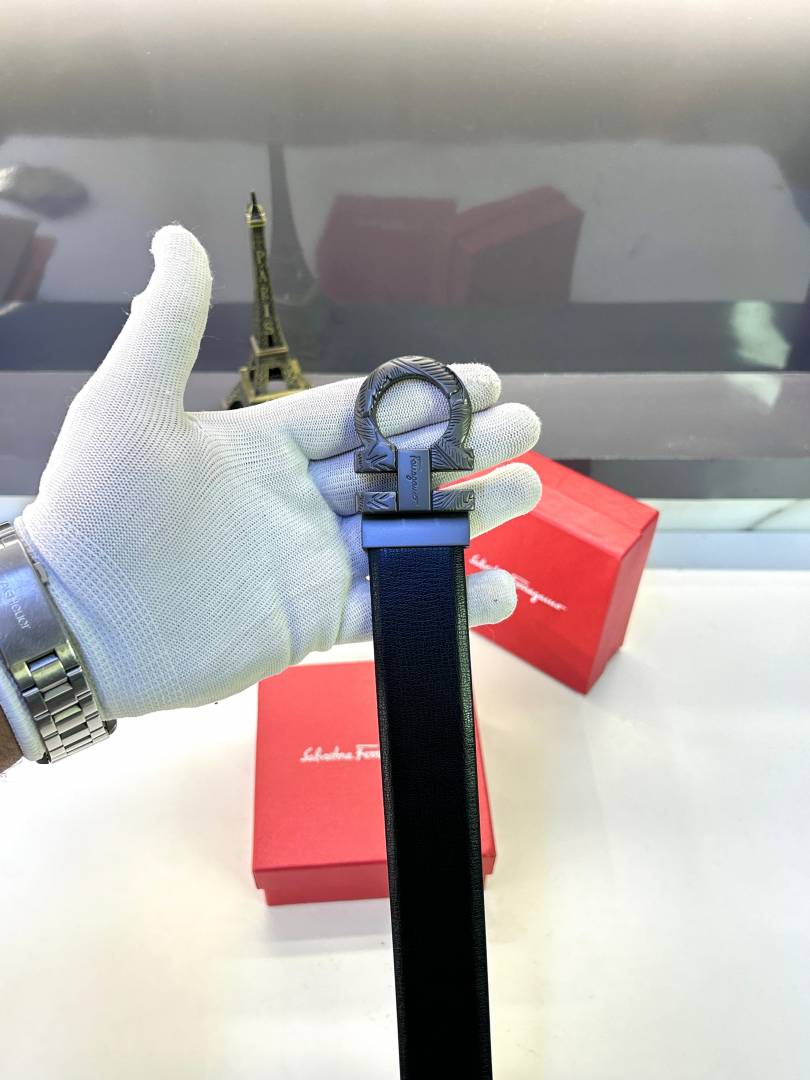 Ferragamo Belt Silver Black Fa 158