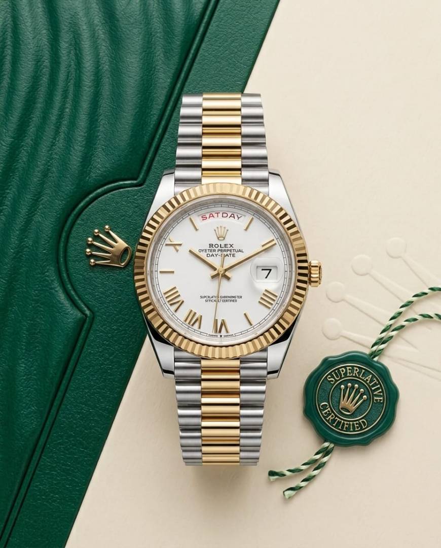 Rolex Oyster Perpetual Day Date 40 Battery 2Ton-Gold-White