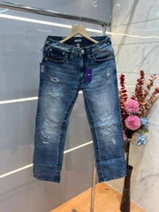 True Religion Dark shade Straight fit Premium Imported Stretchable Lycra Fabric Denim with Back Pocket Embroidered Design 3949