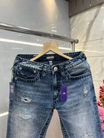 True Religion Dark shade Straight fit Premium Imported Stretchable Lycra Fabric Denim with Back Pocket Embroidered Design 3949