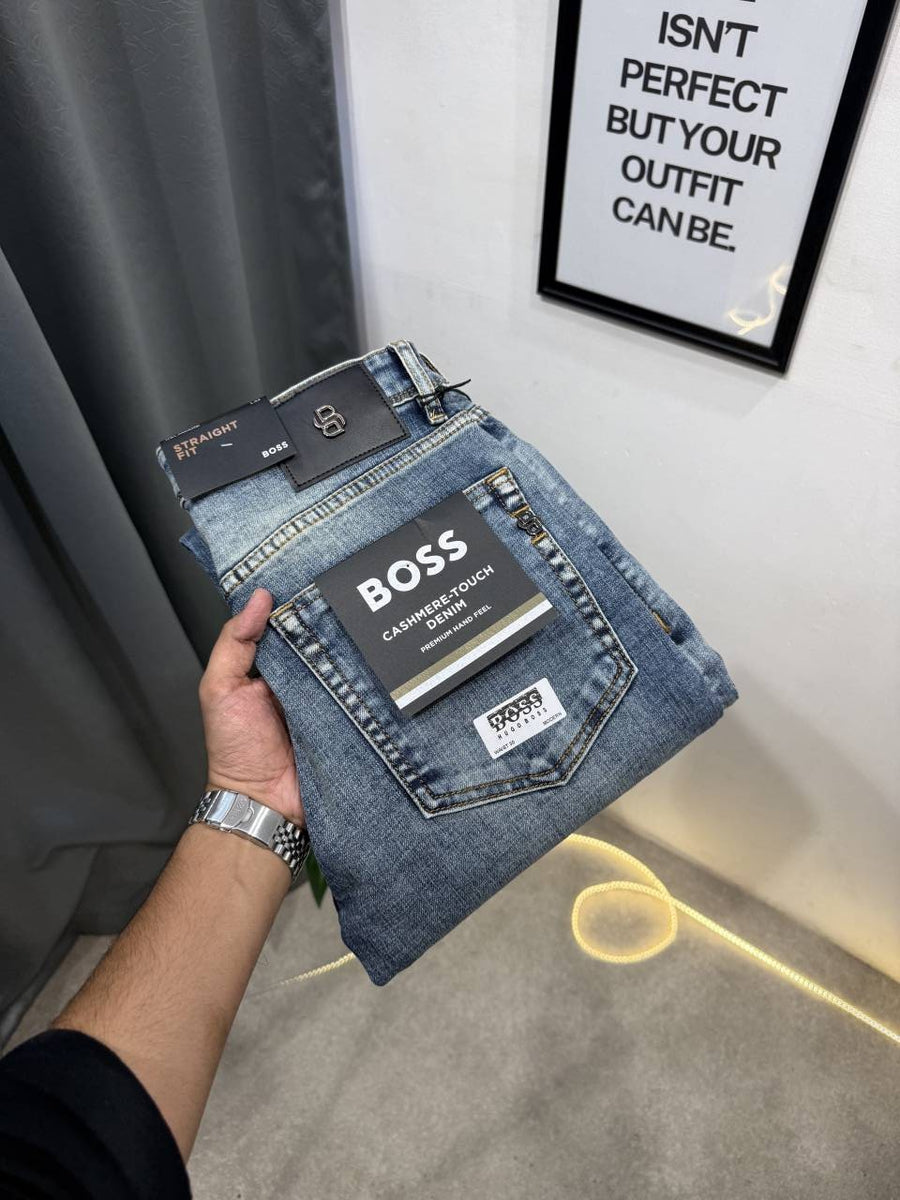Hugo bos straight fit imported denim with brand buttons and packing