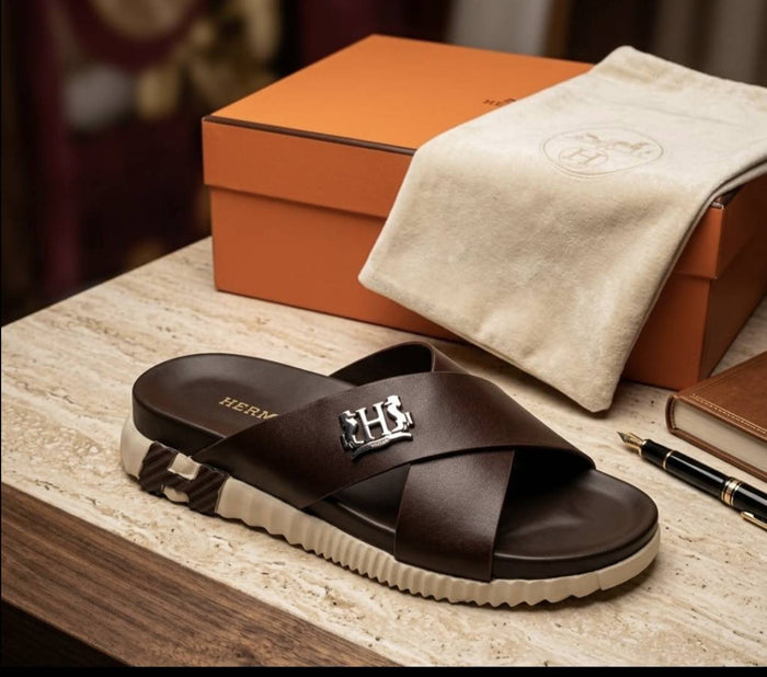 HERMMES INFRA THICK SOLE ITALIAN SLIDE BROWN 11 style idea