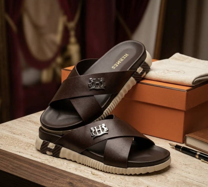 HERMMES INFRA THICK SOLE ITALIAN SLIDE BROWN 11 style idea