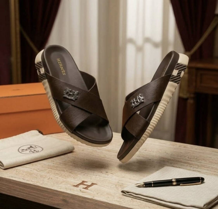 HERMMES INFRA THICK SOLE ITALIAN SLIDE BROWN 11 style idea